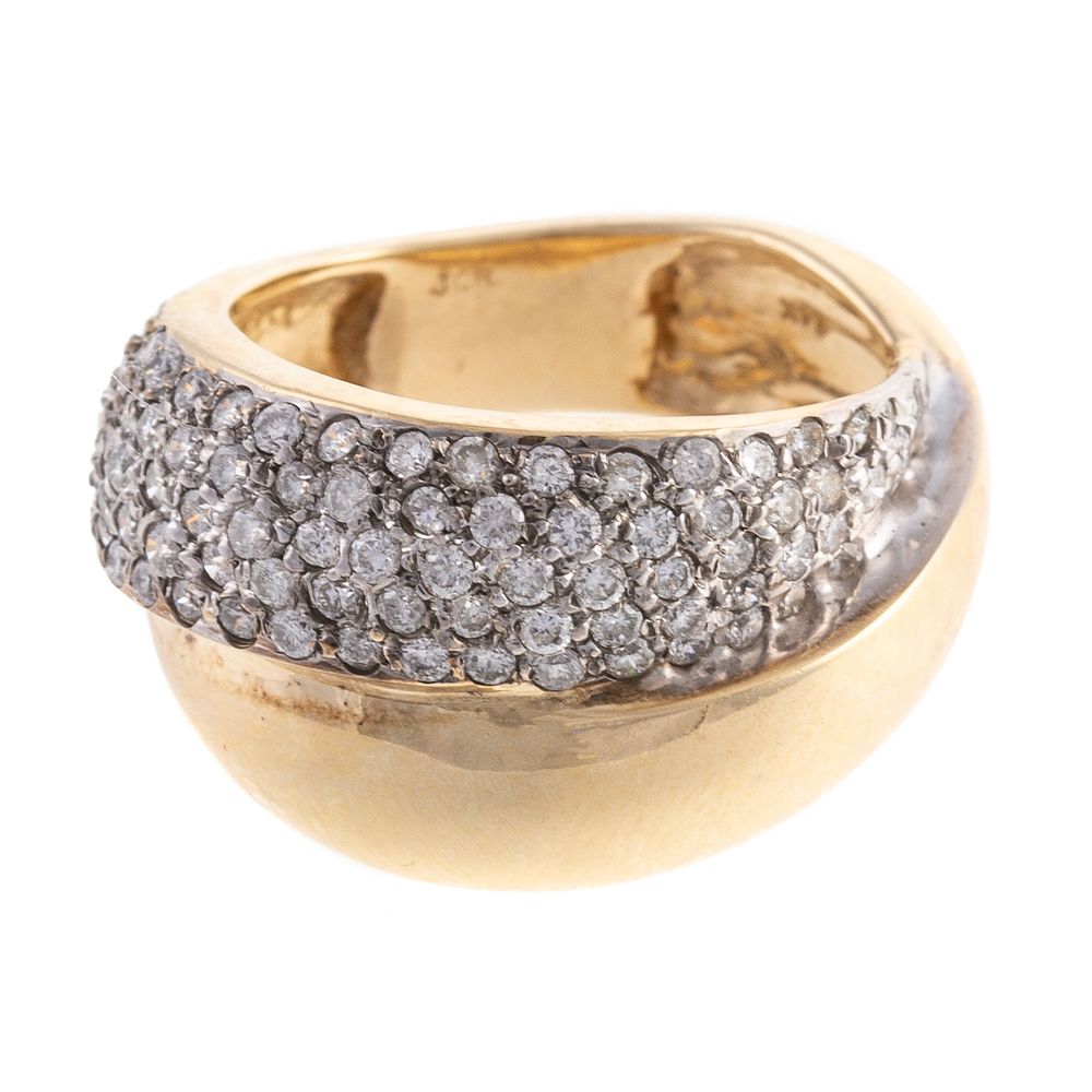 Appraisal: A Pave Diamond High Polish K Yellow Gold Ring K