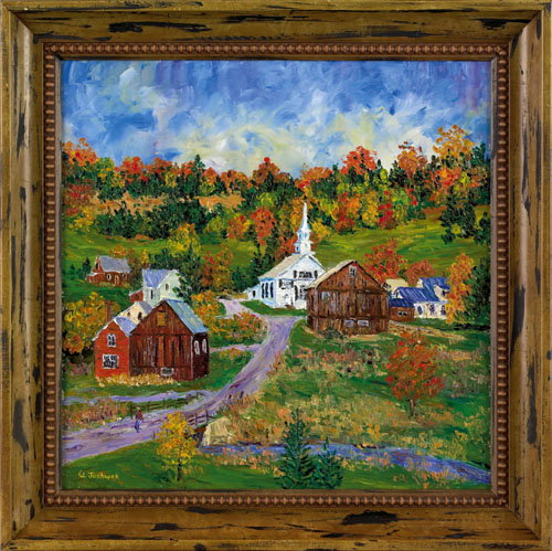 Appraisal: William Jachwak American b oil on canvas titled The Village