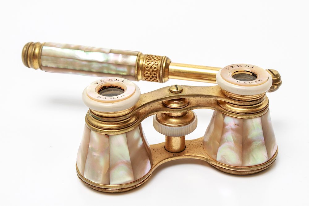 Appraisal: French Verdi Brass Mother of Pearl Opera Glasses French Verdi