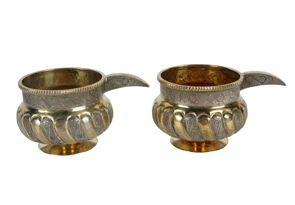 Appraisal: TWO TANE MEXICAN GILT STERLING FOOTED CUPSTane Orfebres Mexico City