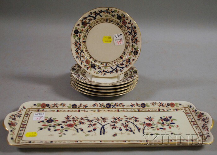 Appraisal: Seven-piece Zsolnay Ceramic Ice Cream Set a tray and six