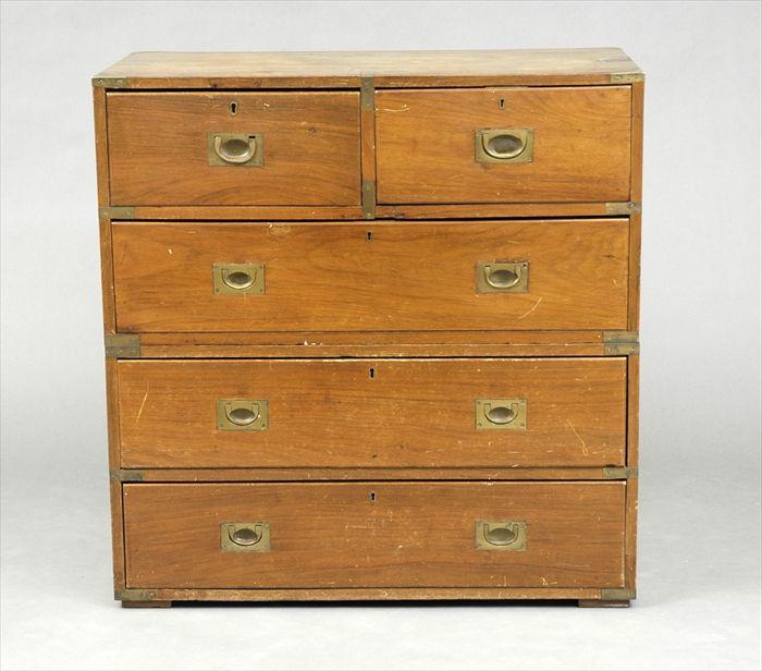 Appraisal: English Brass-Bound Mahogany Campaign Chest In two parts x x