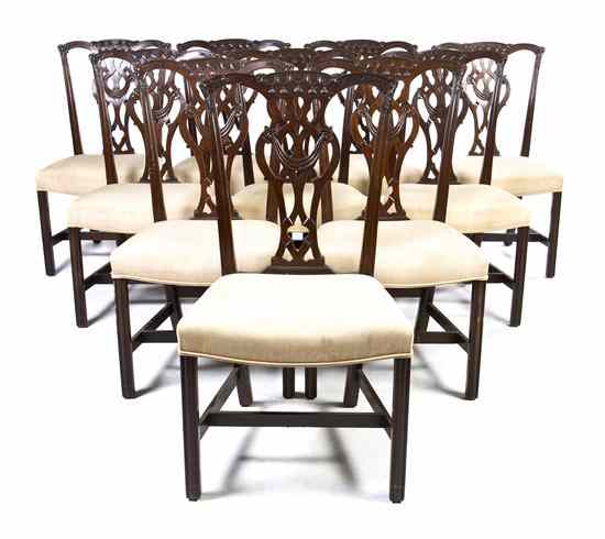 Appraisal: A Set of Ten Chippendale Style Mahogany Side Chairs each