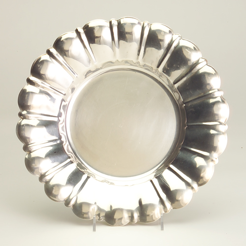 Appraisal: Crosby sterling shallow dish with shaped edge Overall scratches dia