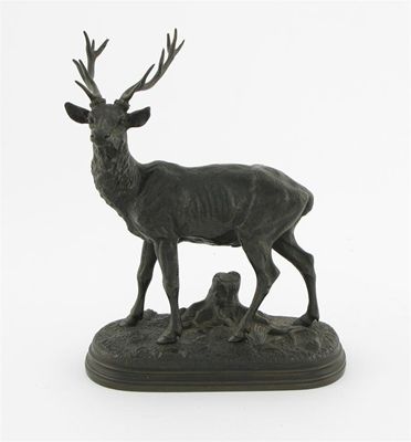 Appraisal: Alfred Dubucand French - A standing stag signed A Dubucand