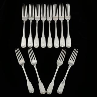 Appraisal: Set of Twelve Scottish Georgian Silver Forks with RK sponsor's