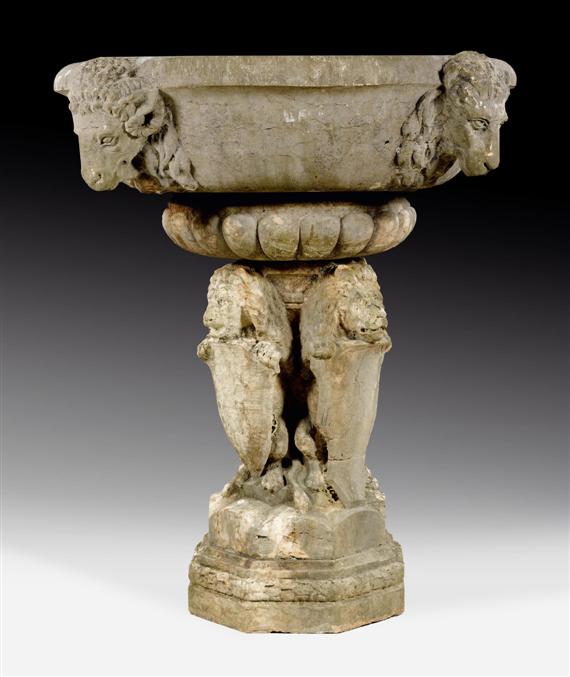 Appraisal: IMPORTANT FOUNTAIN AUX LIONS Renaissance Northern Italy th century Rosso