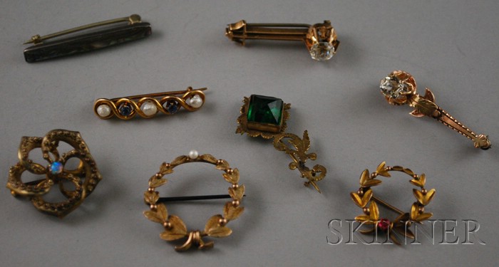 Appraisal: Eight Antique Gem-set Brooches including examples set with seed pearls