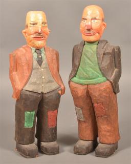 Appraisal: Two Folk Art Carved and Painted Wood Figures Similar to