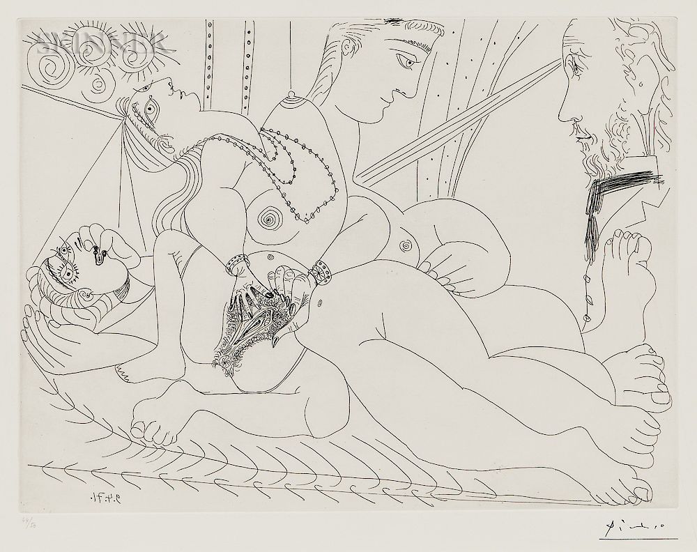 Appraisal: Pablo Picasso Spanish - La maison tellier filles entre elles