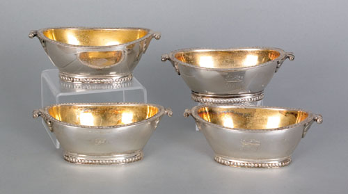 Appraisal: Set of four New York silver condiment dishes ca bearing