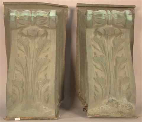 Appraisal: PAIR OF ANTIQUE COPPER CORBELS possibly from a building in