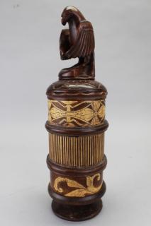 Appraisal: th C Carved Indonesian Figural Wooden Container th C Carved