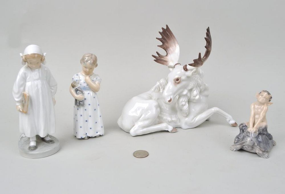 Appraisal: Estate Group Four European Porcelain Figures comprising three Royal Copenhagan