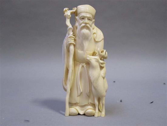 Appraisal: JAPANESE IVORY OKIMONO FIGURAL GROUP Early th C Of a