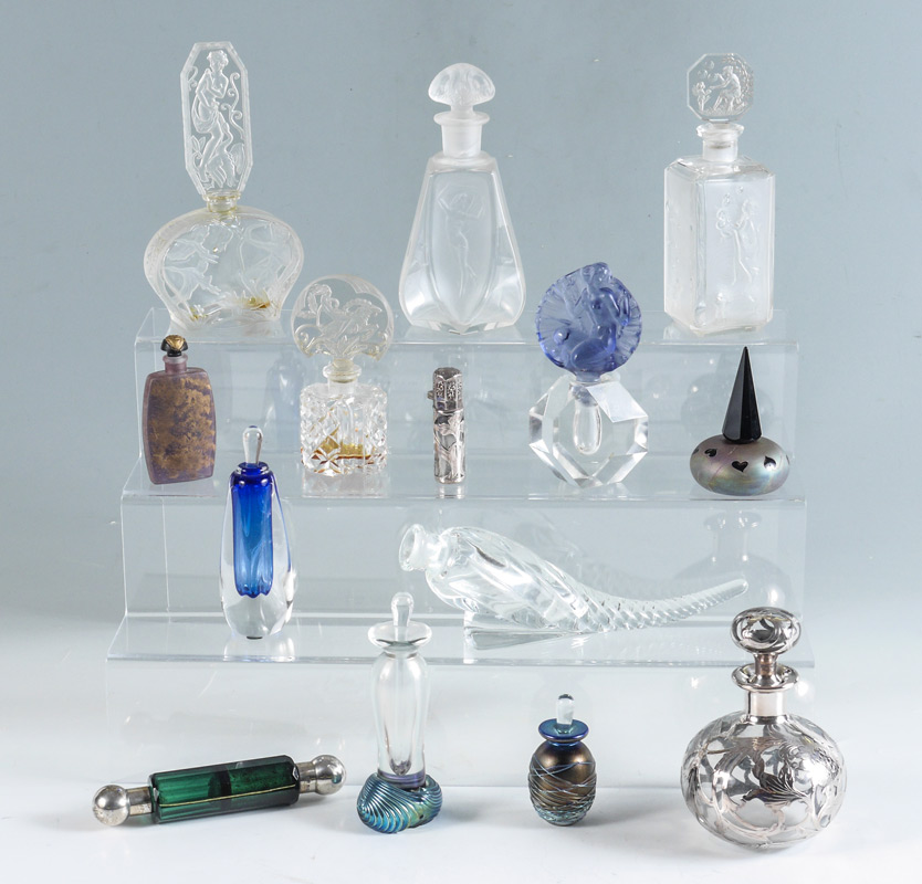 Appraisal: ESTATE COLLECTION OF PERFUME BOTTLES piece group to include silver