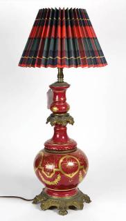 Appraisal: Continental polychrome decorated table lamp Continental polychrome decorated table lamp