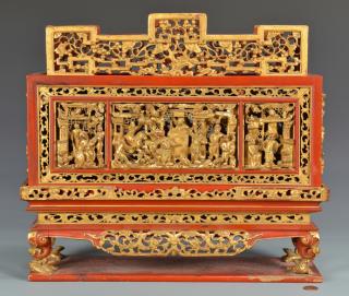 Appraisal: Chinese Gilt Carved Altar or Shrine Chinese lacquer and gilt