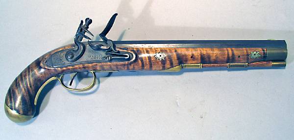 Appraisal: A reproduction American full-stocked flintlock pistol by William Buchele The