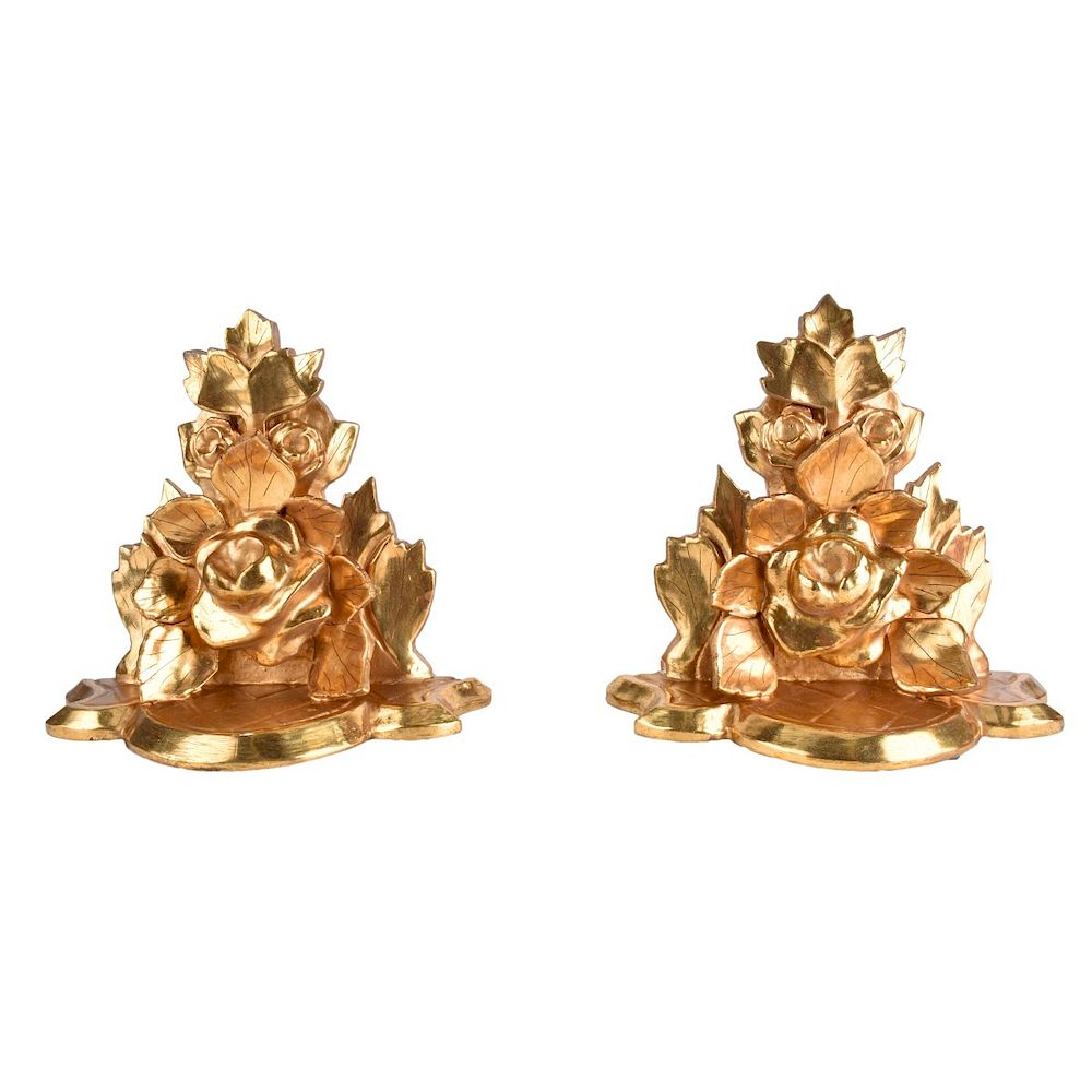 Appraisal: Pair of Italian gilt carved Floral Wall Brackets Pair of