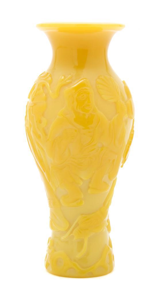 Appraisal: Peking Imperial Yellow Glass Vase of slightly translucent glass with