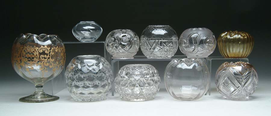 Appraisal: TEN ROSE BOWLS Lot consists of six clear pressed glass