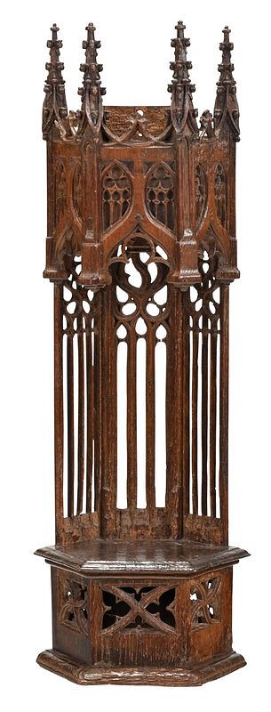 Appraisal: Fine Gothic or Gothic Style Carved Oak Niche Continental possibly