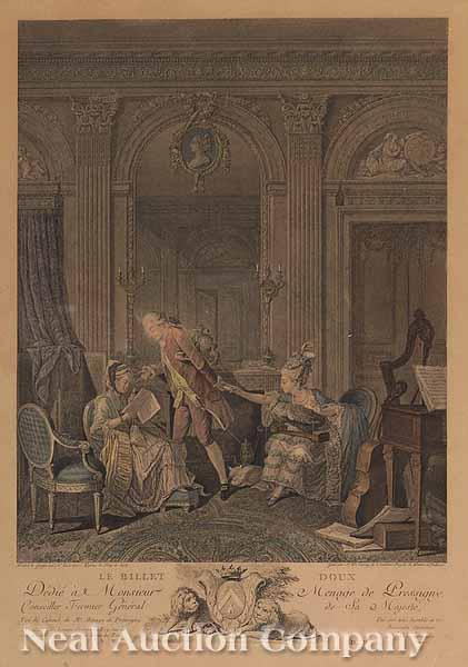 Appraisal: Nicolas De Launay French - The Love Letter colored engraving