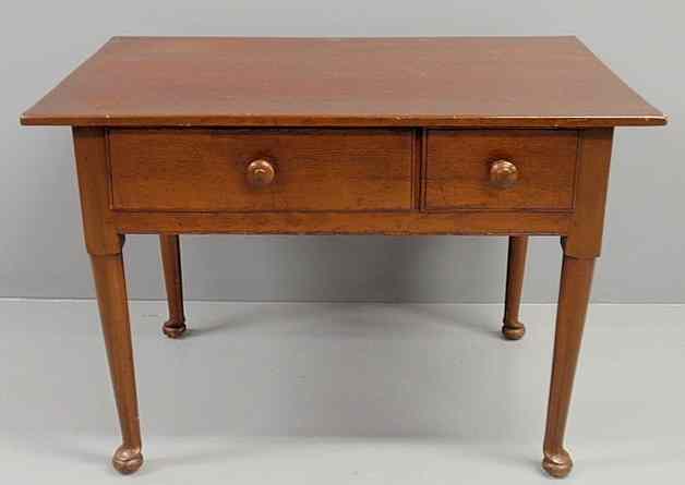 Appraisal: Pennsylvania pine top tavern table c with two drawers and