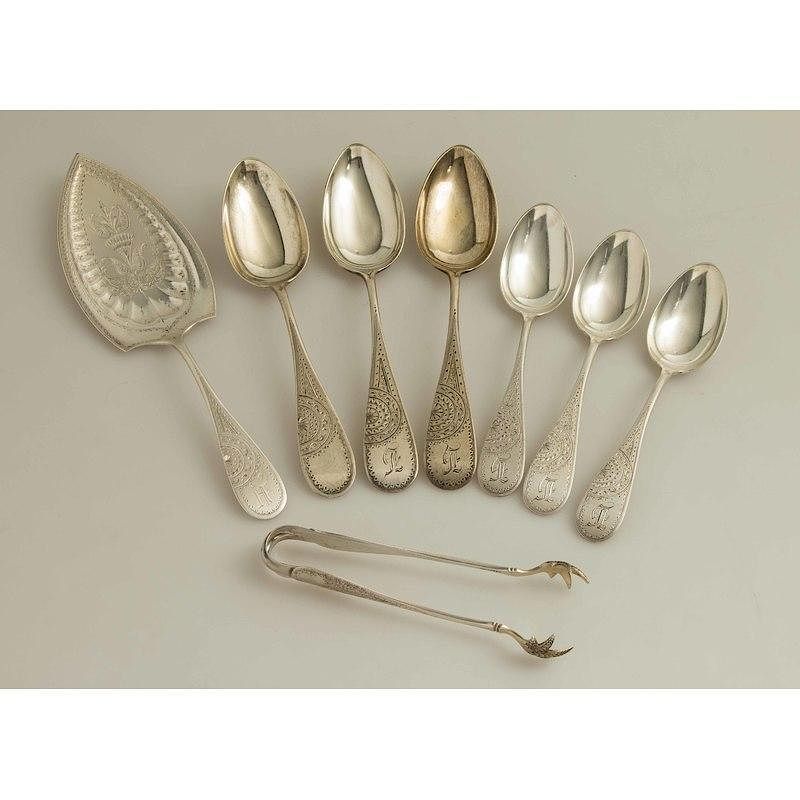 Appraisal: Schulz Fischer Sterling Silver Flatware Crescent Pattern Eight assembled pieces