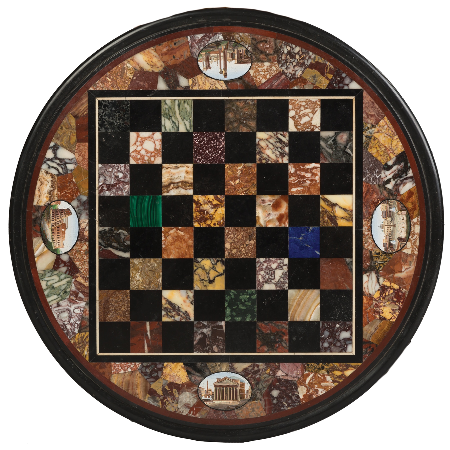 Appraisal: Micro Mosaic and Specimen Marble Checkerboard th Century Top on