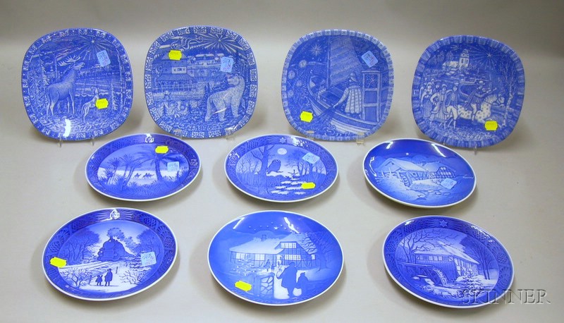 Appraisal: Six Royal Copenhagen Porcelain Christmas Plates and Four Rohrstrand Porcelain