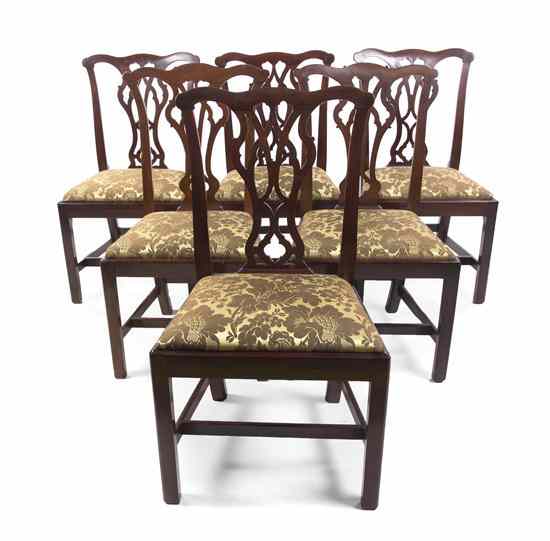 Appraisal: A Set of Eight Chippendale Style Dining Chairs each with