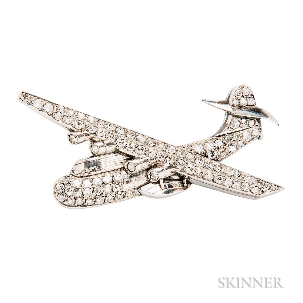 Appraisal: Unusual Platinum and Diamond Brooch Depicting a Short Sunderland Aircraft