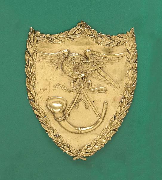 Appraisal: A volunteer militia rifleman's cap platecirca - Die-struck brass reverse