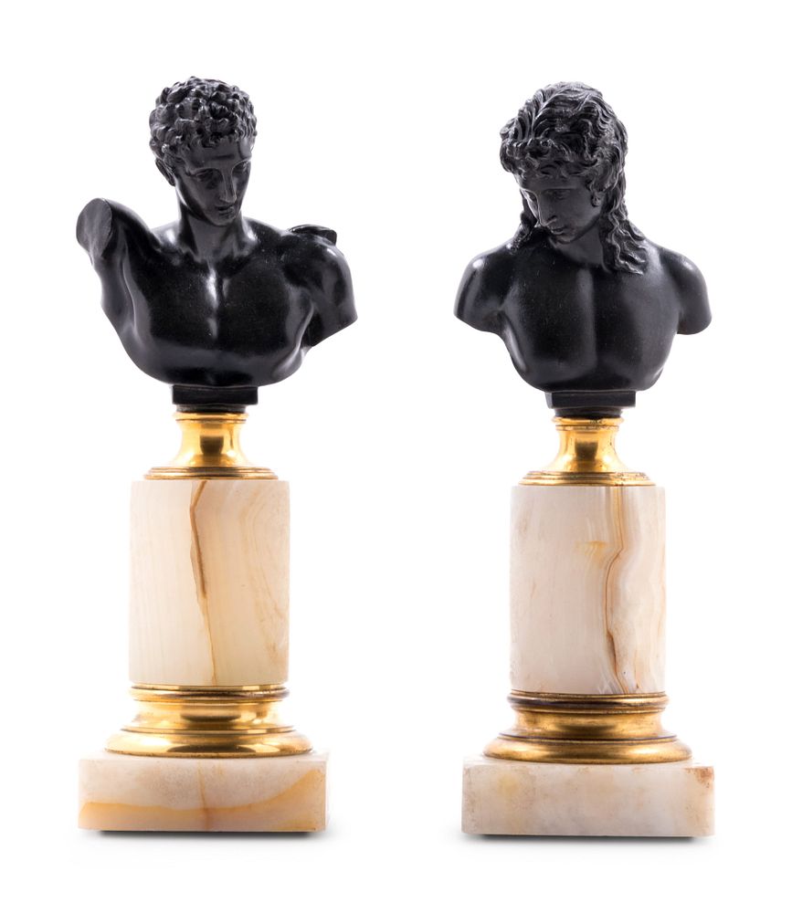 Appraisal: A Pair of German Bronze and Onyx Busts A Pair