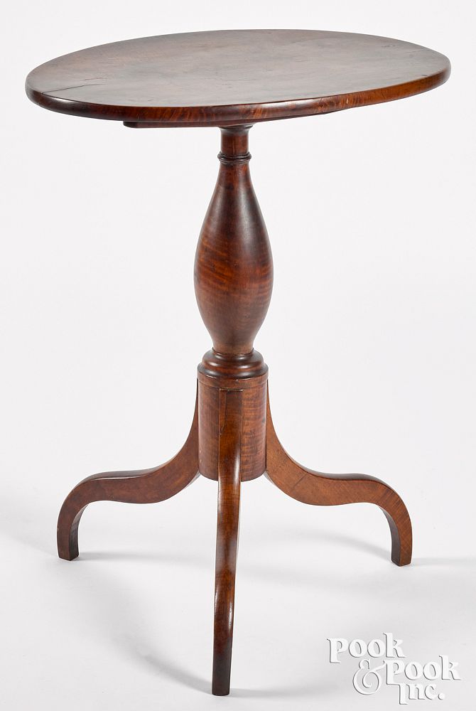 Appraisal: Federal tiger maple candlestand early th c Federal tiger maple