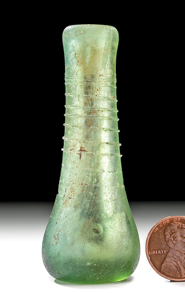 Appraisal: Petite Roman Glass Bottle w Trailing ex-Bonhams Holiday Shipping Deadlines