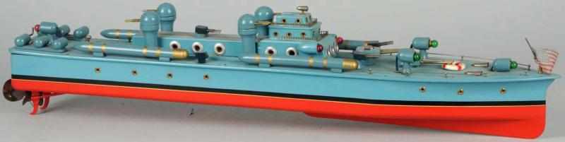 Appraisal: Wooden Battery-Operated Gun Boat Japanese Circa s Destroyer Ship has