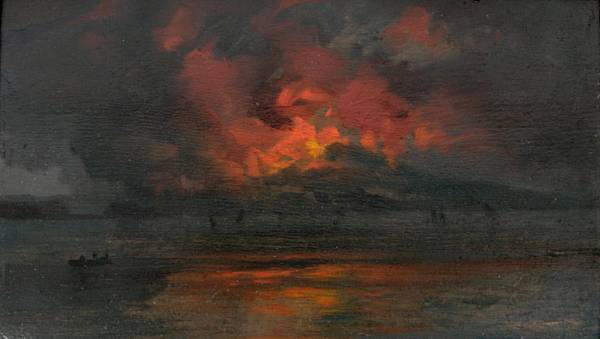 Appraisal: Attributed to Jules Tavernier - View of a Volcano at