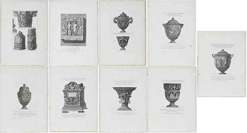 Appraisal: Giovanni Battista and Francesco Piranesi Italian - Nine etchings of