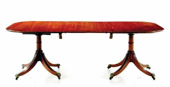 Appraisal: Regency mahogany two-part dining table circa rectangular top with rounded