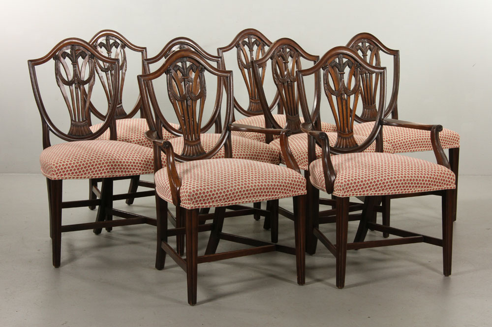 Appraisal: - Set of Custom Shield Back Chairs Set of eight