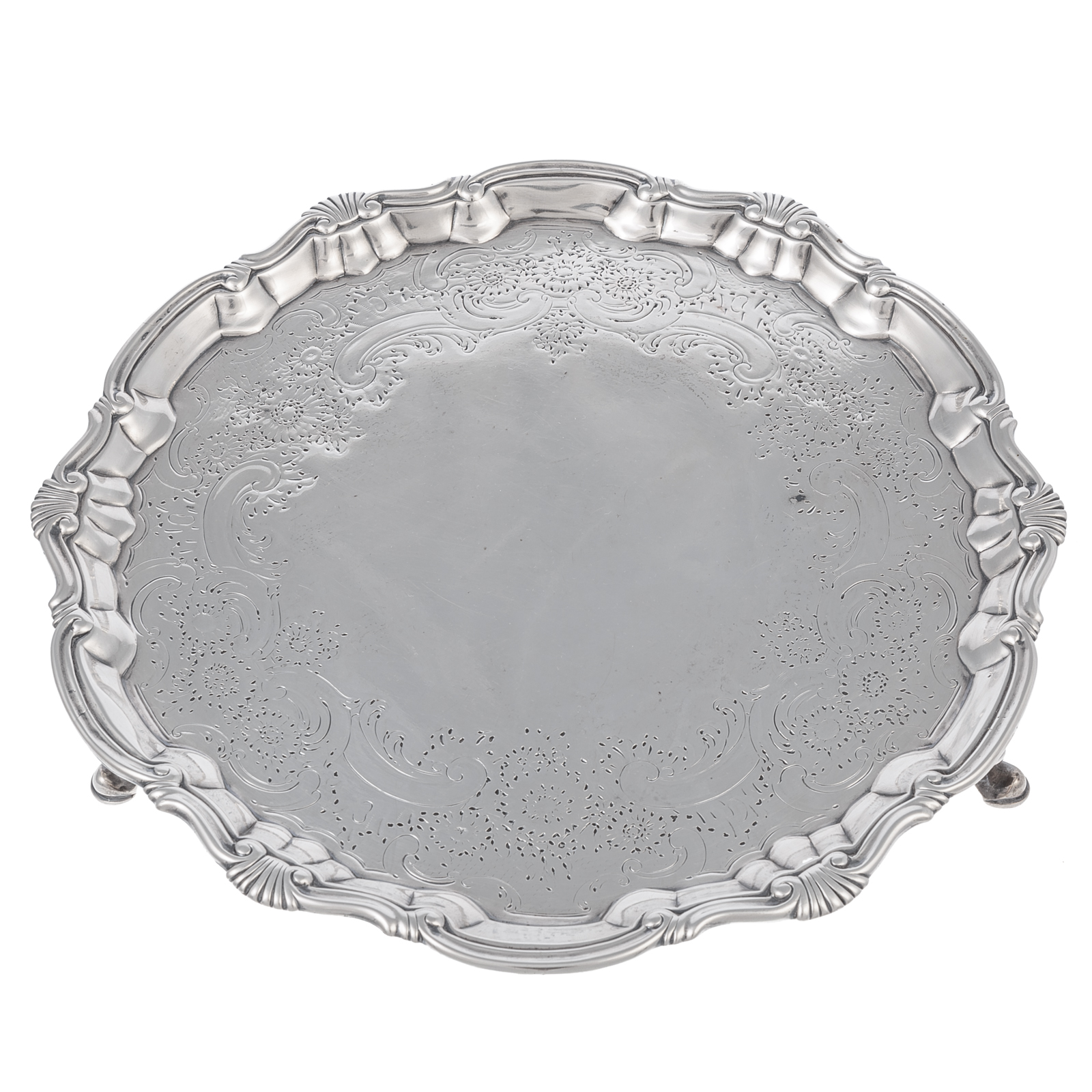 Appraisal: GEORGE II SILVER SALVER William Peaston London circular with serpentine