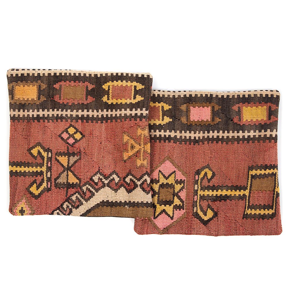 Appraisal: Pair of Turkish Kilim Pillow Cases hand woven approx in