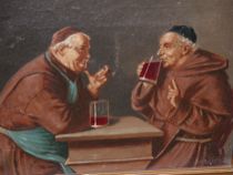 Appraisal: Continental Late th Century Oil on canvas featuring two monks