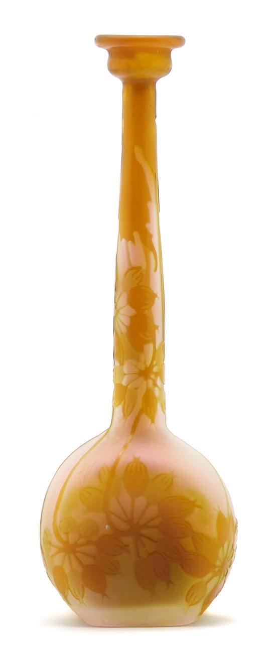 Appraisal: A Galle Cameo Glass Vase of bottle form decorated with