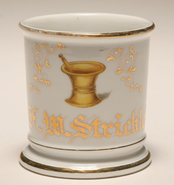 Appraisal: Occupational shaving mug Pharmacist Druggist Gilt trim Bavaria Good condition