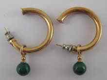 Appraisal: A pair of yellow metal tests carat gold malachite earrings