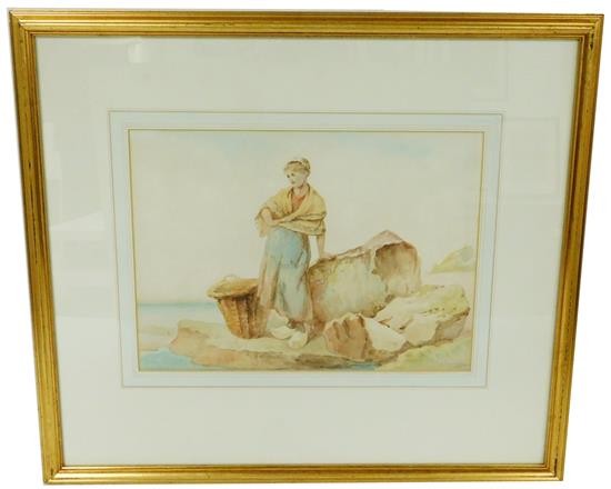 Appraisal: A Poisson French th- th C framed watercolor on paper